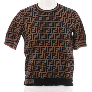 Fendi Women's Short Sleeve Crewneck Sweater Zucca Viscose Blend